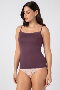 Modal Lace Camisole - Eggplant thumbnail 2