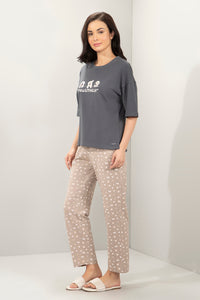 Lounge Laze PJ Set - Brown Puppy Print thumbnail 2