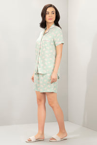 Sleep Shorts Set - Seafoam Green Floral Print thumbnail 2