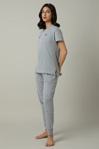 Sleep Joggers Set - Grey Melange Print thumbnail 2