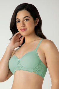 Lace Elegance Padded Non-Wired Bra - Aqua Foam thumbnail 2