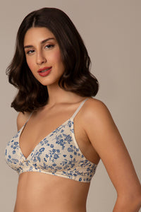Trendy Plunge Padded Non-Wired Cotton Bra - Floral Print thumbnail 2