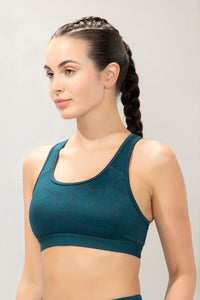 Energize Medium Impact Round Neck Sports Bra - Squigly Line Print thumbnail 2