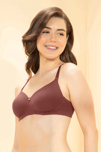 Breathable Easy Padded Wired Cotton Bra - Caramel Nude thumbnail 2
