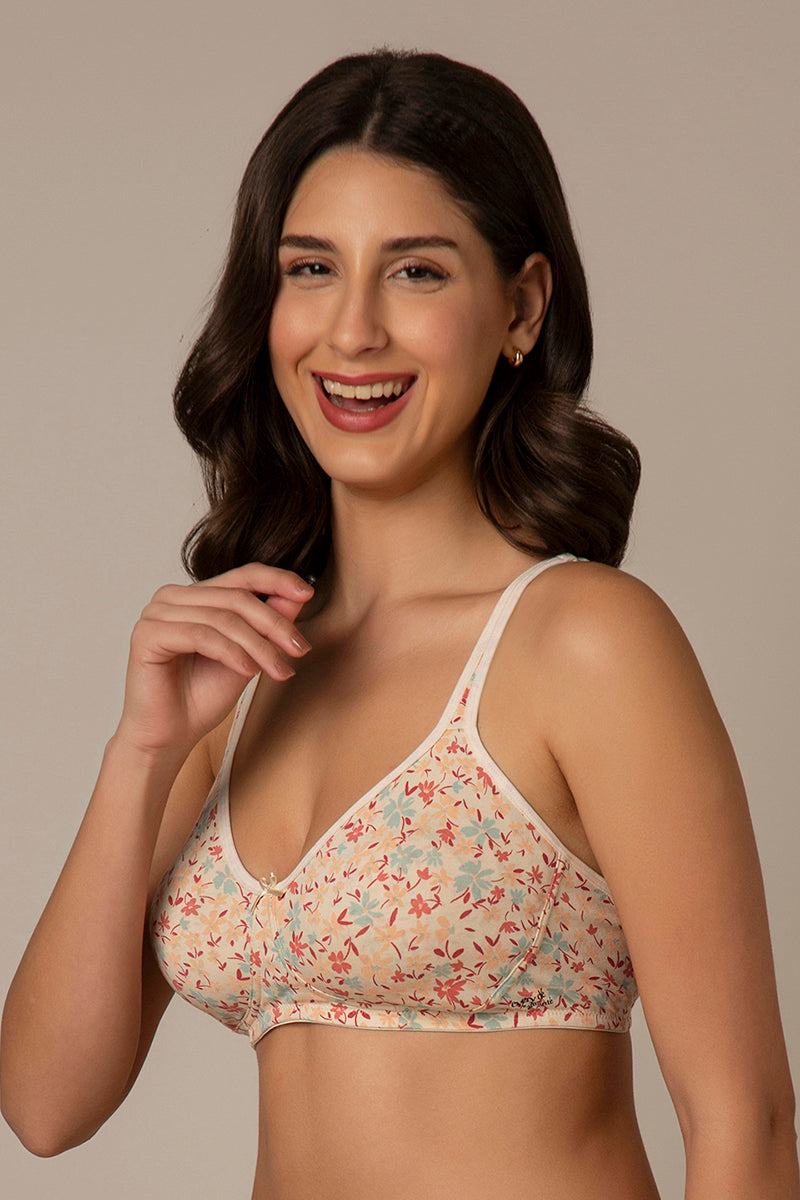 Chic Comfort Non-Padded and Non-Wired Cotton Bra - Daisy Print