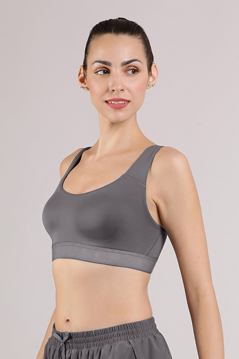 Elements Cotton Lined Low Impact Sports Bra - Volcanic Glass