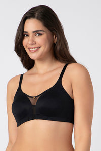 Chic Smooth Non-Padded Non-Wired Minimizer Bra - Black thumbnail 2