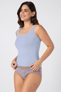 Broad Straps Body Hugging Modal Vest - Halogen Blue thumbnail 2