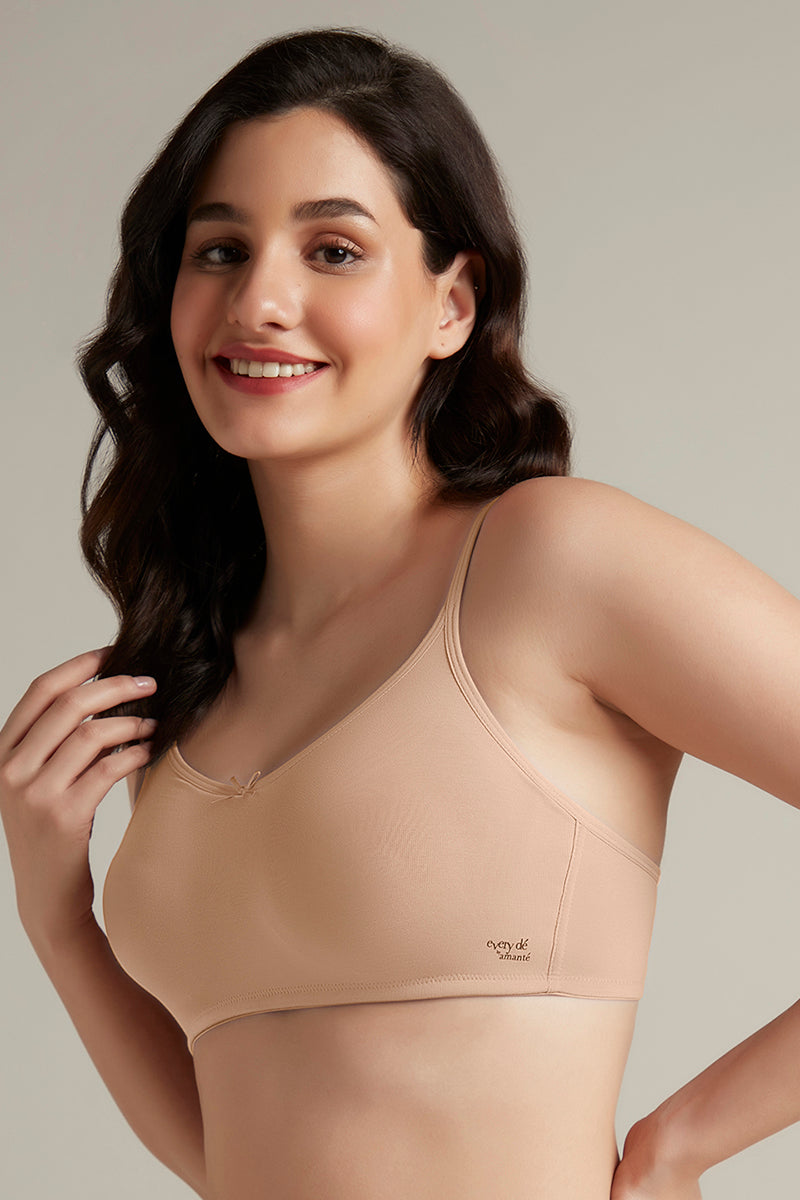 Daily Support Non Padded Non-Wired Cotton Bra - Sandalwood