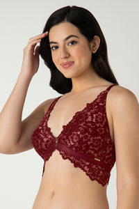 Femme Lace Padded Non-Wired Demi Bra - Biking Red thumbnail 2