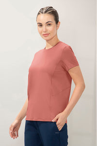 Flaunt Short Sleeve Round Neck Workout T-Shirt - Brick Dust thumbnail 2