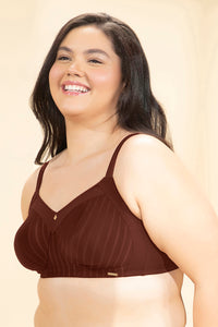 Contoured Comfort Non-Padded Non-Wired Support Bra - Cherry Mahogany thumbnail 2