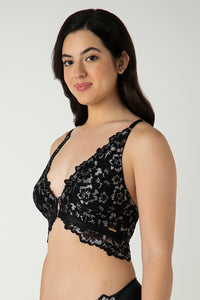 Femme Lace Padded Non-Wired Demi Bra - Black thumbnail 2