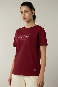 Essential Printed Tee - Red Plum thumbnail 2