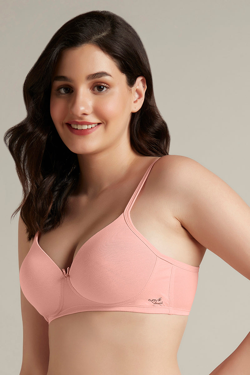 Simply Soft Padded Non-Wired Cotton Bra - Impatiens Pink