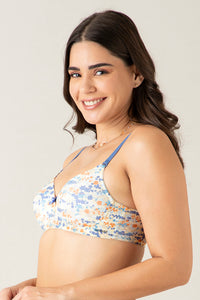 Smooth Charm Padded Wirefree Bra - Blossoms De Blue Pr thumbnail 2