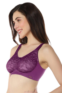 Elegant Lace Non-Padded Non-Wired Support Bra - Pickled Beet & Stucco thumbnail 2
