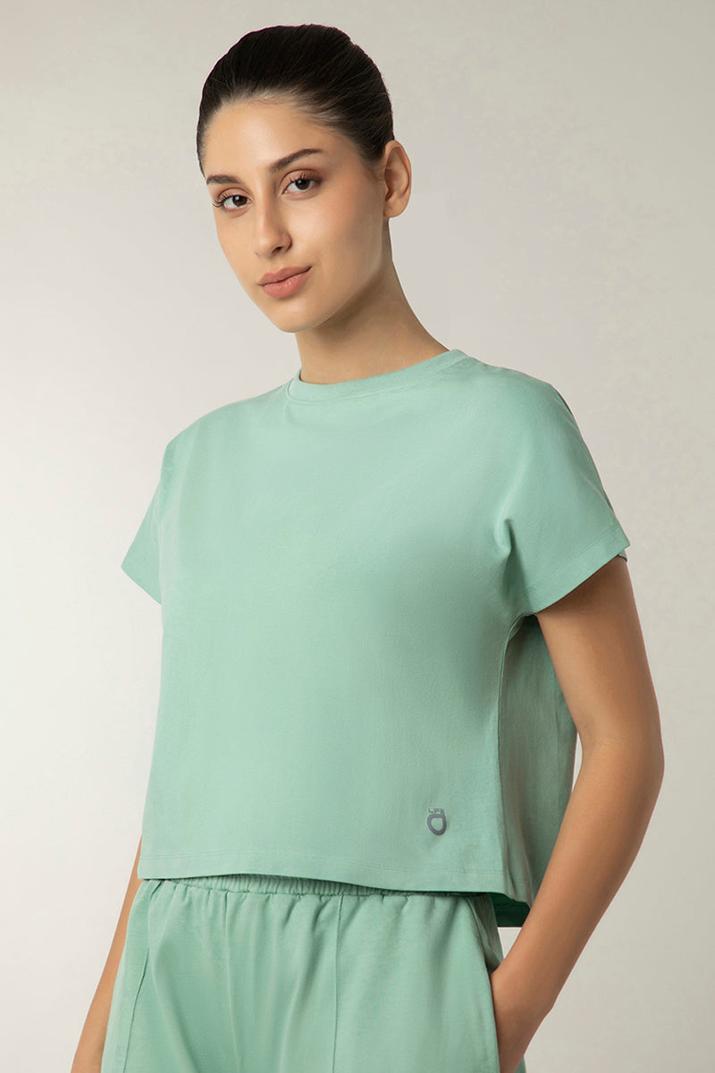 Essential Crop Top - Granite Green