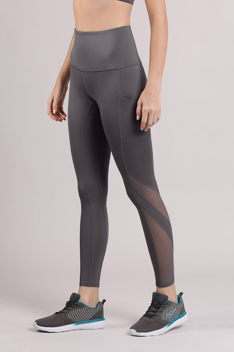 Energize Panelled Tights - Volcanic Glass