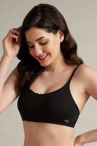 Daily Support Non Padded Non-Wired Cotton Bra - Black thumbnail 2