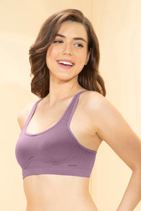 Active Cotton Padded Non-Wired Sports Bra - Grapeade thumbnail 2