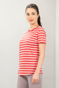 Essential Stripe Tee - Coral Stripes thumbnail 2