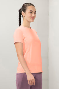 Flaunt Short Sleeve Round Neck Workout T-Shirt - Tropical Peach thumbnail 2