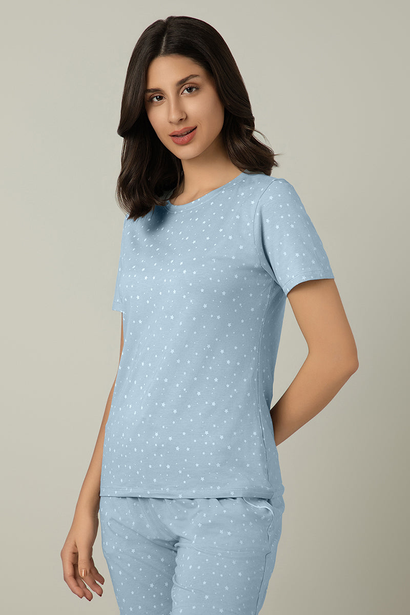 Scoop Neck Sleep Tee - Celestial Blue Print - Image 2 of 5