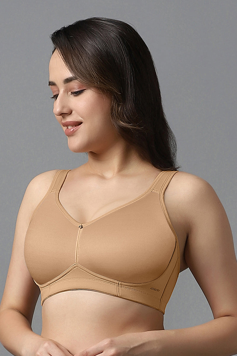 Airy Padded Non-wired Support Bra - Sandalwood