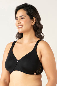 Mystic Curves Non-padded Wired Minimizer Bra - Black thumbnail 2