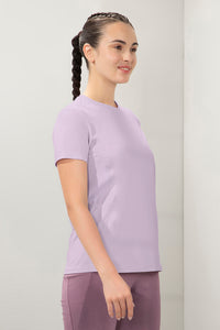 Flaunt Short Sleeve Round Neck Workout T-Shirt - Lavender Fog thumbnail 3