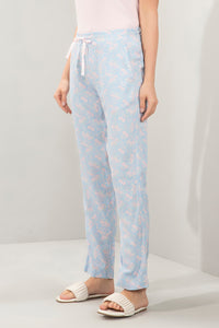 Full Length Pyjama Bottom - Powder Blue Floral Print thumbnail 2