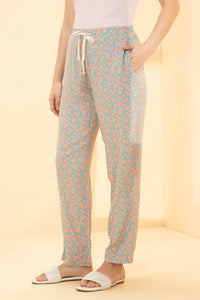 Full Length Pyjama Bottom - Peach Leaf Print thumbnail 2