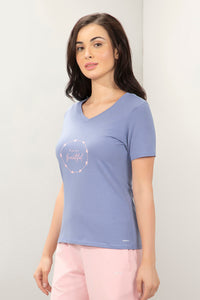 V-Neck Sleep Tee - Blue Ice Print thumbnail 2