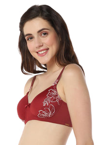 Floral Chic Padded Non-Wired Bra - Red Berry & Sepia Rose thumbnail 2