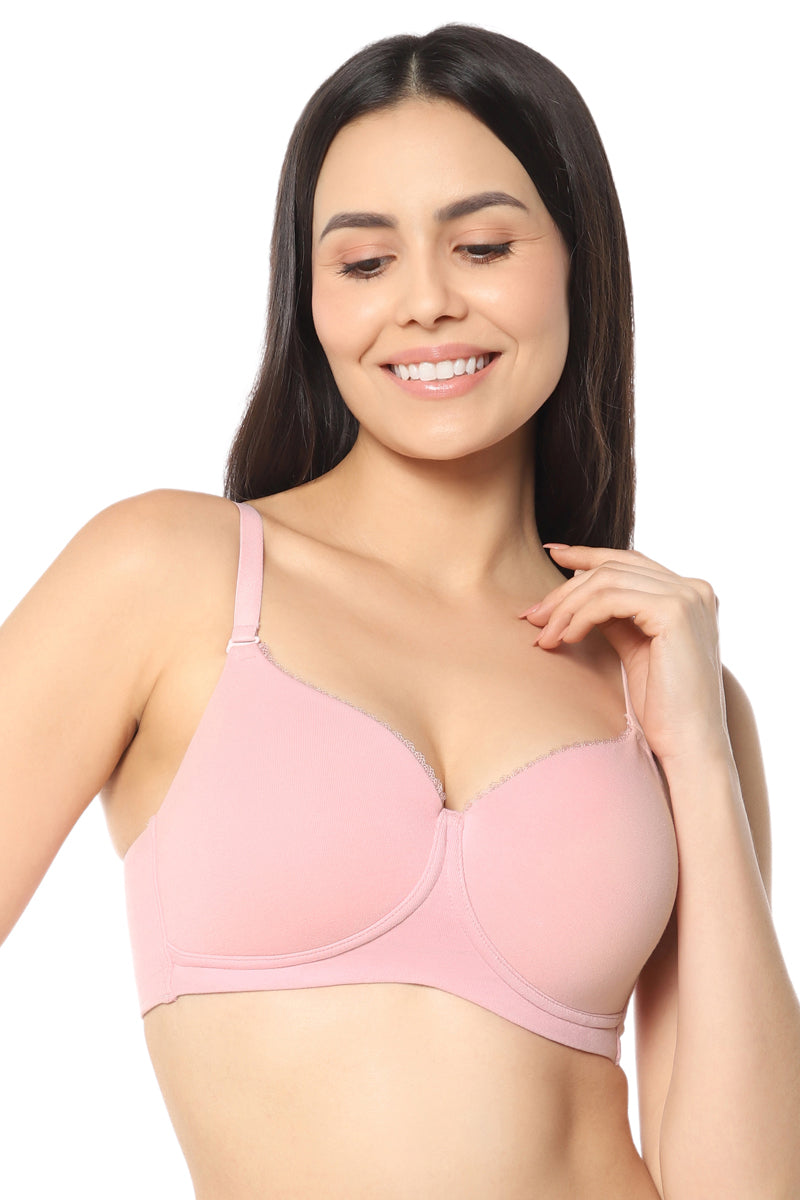 Signature Cotton Padded Wirefree Bra Pink Nectar