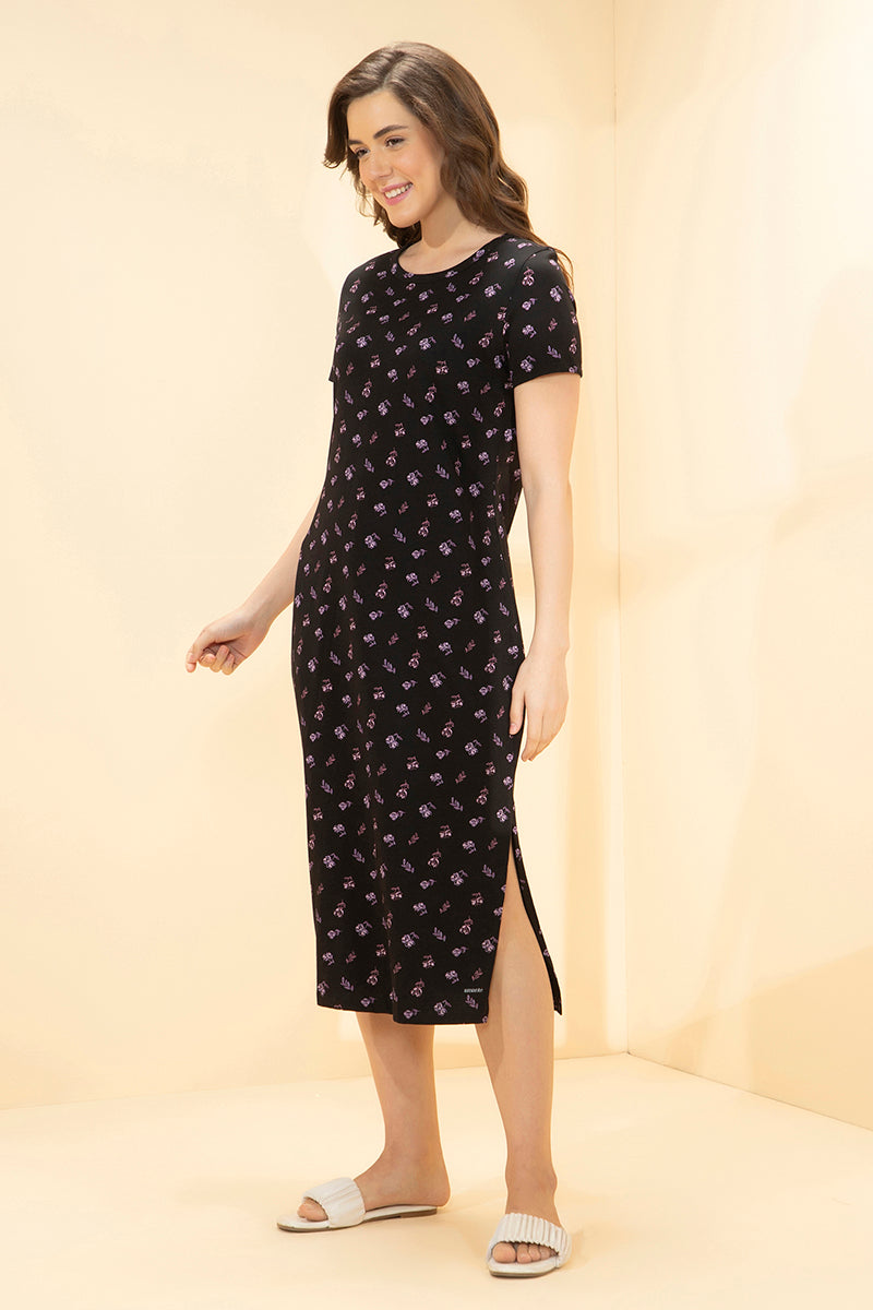 Lounge Laze Dress - Orchid Floral Print