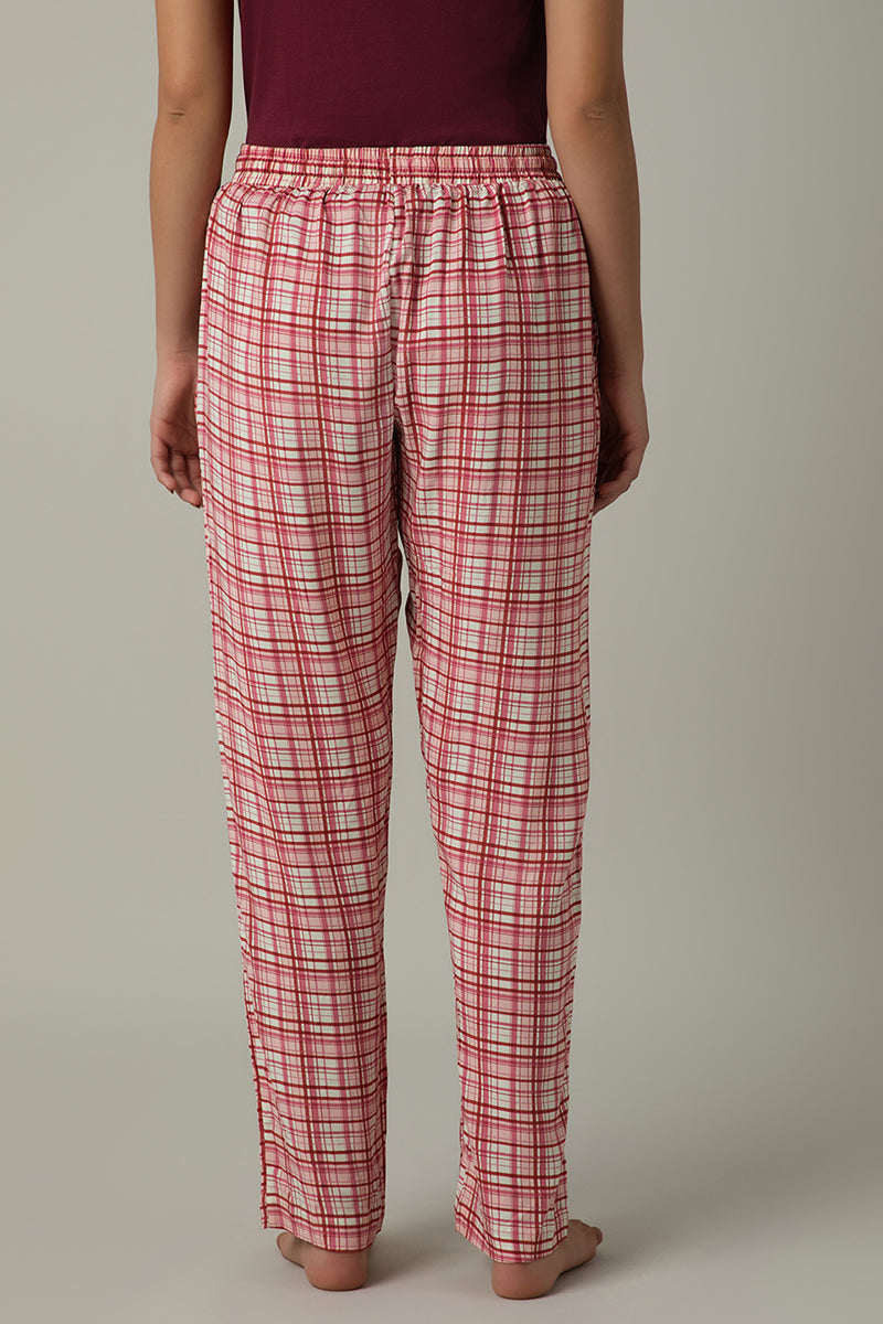 Full Length Pyjama Bottom - Blush Rose Check Print