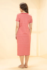 Lounge Laze Dress - Coral Stripes thumbnail 3