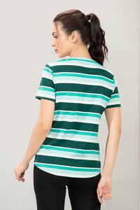 Essential V-Neck Stripe Tee - Botanical Stripes thumbnail 3