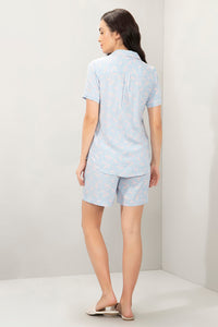Sleep Shorts Set - Powder Blue Floral Print thumbnail 3