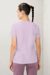 Flaunt Short Sleeve Round Neck Workout T-Shirt - Lavender Fog thumbnail 4