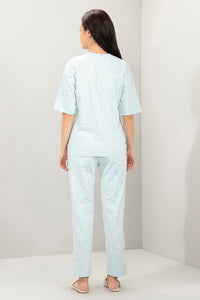 Lounge Laze PJ Set - Winter Blue Cherry Print thumbnail 3