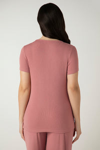 Serene Dream Henley Neck Tee - Old Rose thumbnail 3