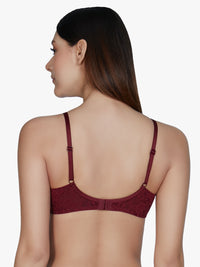 Floral Romance Padded Wired Bra - Maroon thumbnail 3