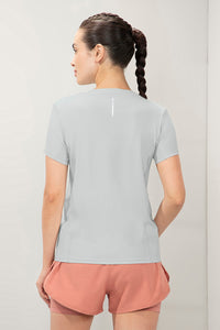 Flaunt Short Sleeve Round Neck Workout T-Shirt - Dawn Blue thumbnail 4