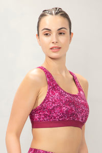 Energize Medium Impact Round Neck Sports Bra - Mosaic Print thumbnail 3