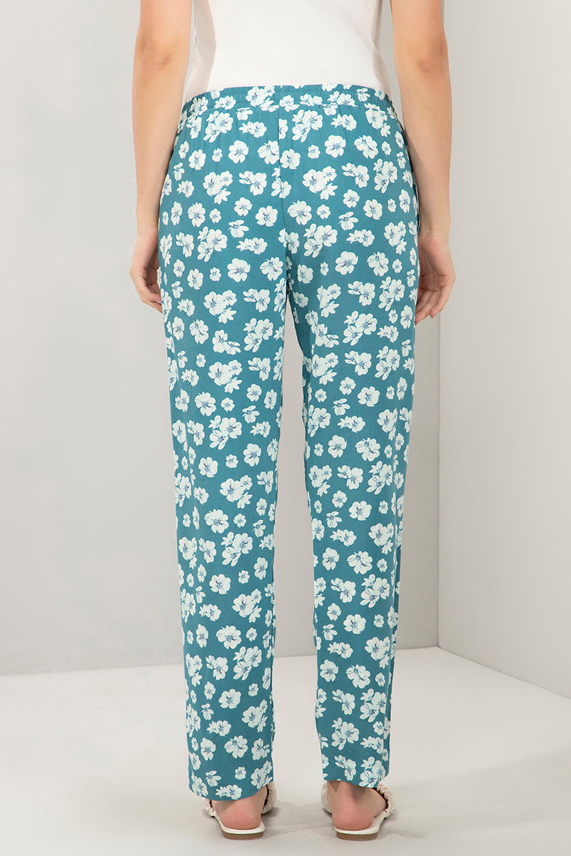 Full Length Pyjama Bottom - Storm Blue Floral Print