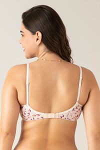 Satin Edge Padded Non-wired T-shirt Bra - Pompaneete Leaf Floral Pr thumbnail 2