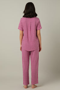 Half-sleeves Sleep PJ Set - Fuchsia Stripe Print thumbnail 3